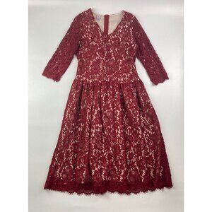 Yishiqi Women's M Red Lace Midi Dress